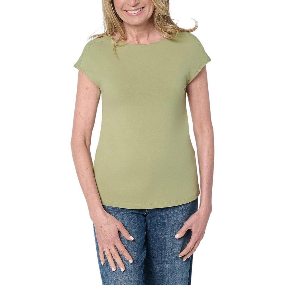 Me by Jennie Garth Women's Boatneck Cap Sleeve Tee Coastal Sage - Regular